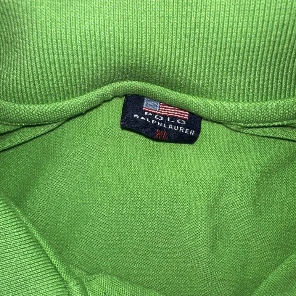 Polo Ralph Lauren Polo Shirt Mens XL Green Big Pony Custom Fit #3 Y2K